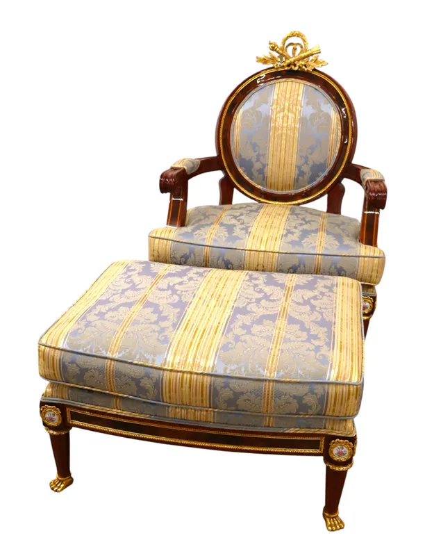 Mariner 1893 Louis Revival Chair & Ottoman 2-Piece Set from auction in Logan Township, New Jersey — image 13