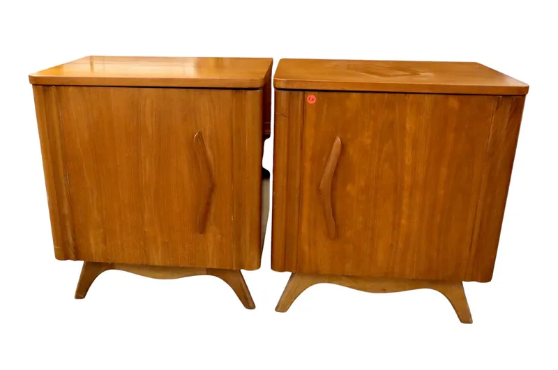 Match PR MCM Boomerang Walnut 1-Dr Nightstands from auction in Logan Township, New Jersey — image 35