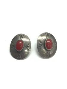 Lloyd Nelson Navajo red coral earrings