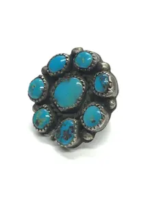 Vintage Native American turquoise cluster ring
