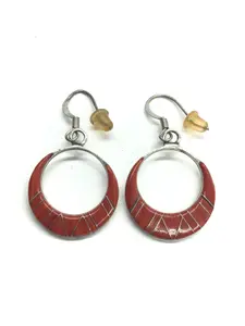 Vintage spiny oyster inlay earrings