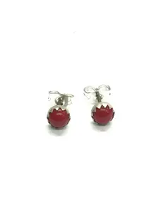 Linda Yazzie Navajo red coral earrings