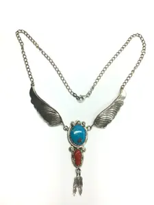 Margie Chee Navajo turquoise/red coral necklace