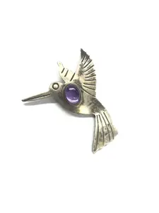 Zuni Amethyst hummingbird brooch
