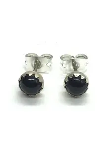 Linda Yazzie Navajo black onyx earrings
