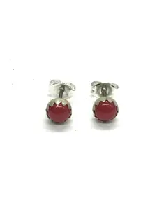 Linda Yazzie Navajo red coral earrings