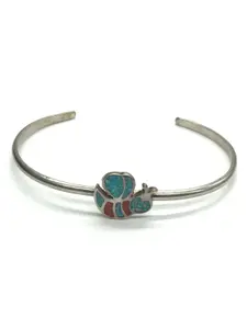 Zuni turquoise and red coral cuff bracelet