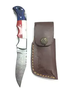 Damascus bladed folding knife