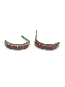 Native American red coral inlay earrings