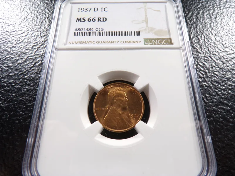 1937-D NGC MS66RD LINCOLN WHEAT CENT from auction in Englewood, Ohio — image 3