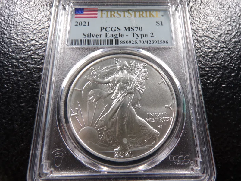 2021 PCGS MS70 TYPE 2 AMERICAN SILVER EAGLE DOLLAR from auction in Englewood, Ohio — image 8