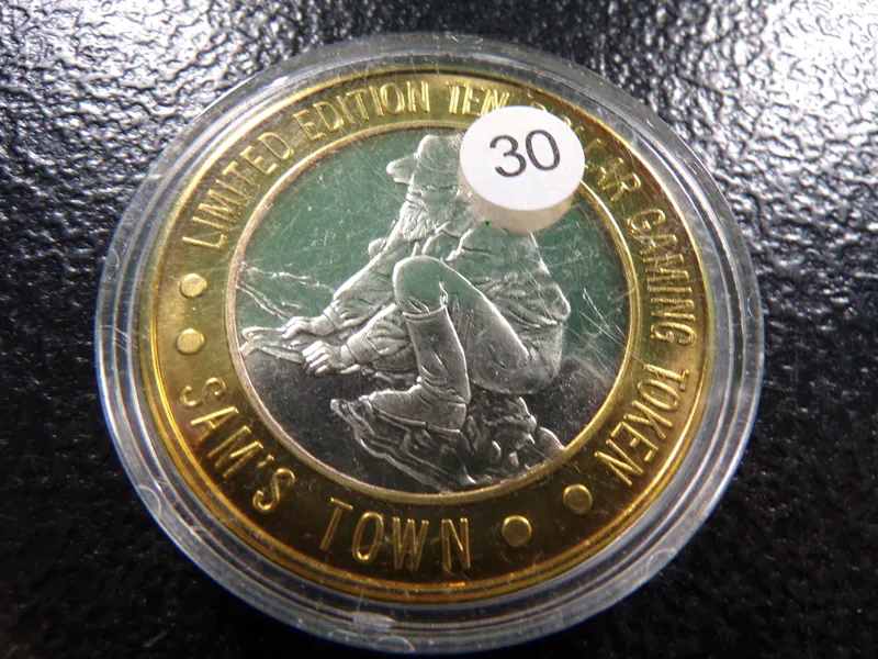 SAMS TOWN .999 FINE SILVER LIMITED EDITION $10 CASINO GAMING TOKEN from auction in Englewood, Ohio — image 31