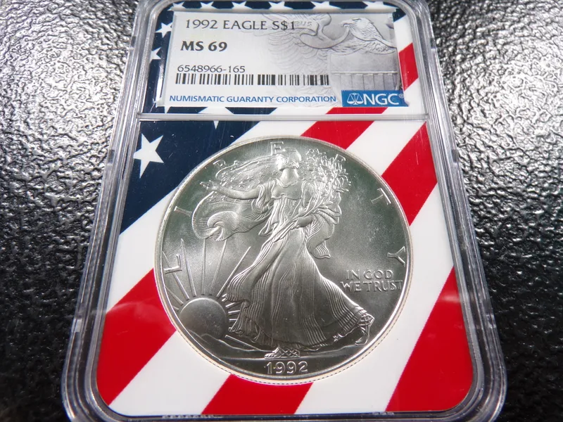 1992 NGC MS69 AMERICAN SILVER EAGLE DOLLAR from auction in Englewood, Ohio — image 10