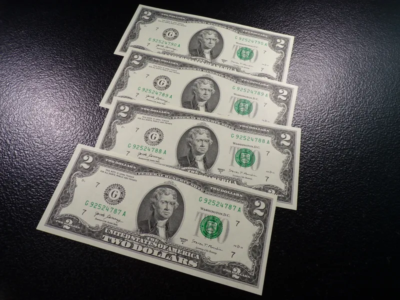 2017-A SET OF 3 UNC. GREEN SEAL CONSECUTIVE SERIAL NUMBERS $2 FEDERAL RESERVE NOTES from auction in Englewood, Ohio — image 14