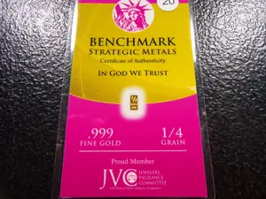 BENCHMARK 1/4TH GRAIN .999 FINE GOLD BAR