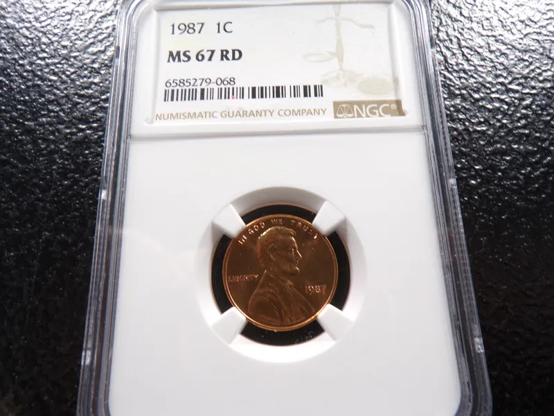 1987 NGC MS67RD LINCOLN CENT from auction in Englewood, Ohio — image 22