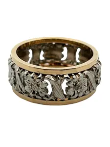 Two Tone Floral Band Ring