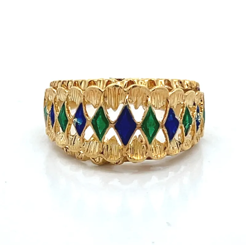 18K Green & Blue Enamel Ring from auction in Port St Lucie, Florida — image 33