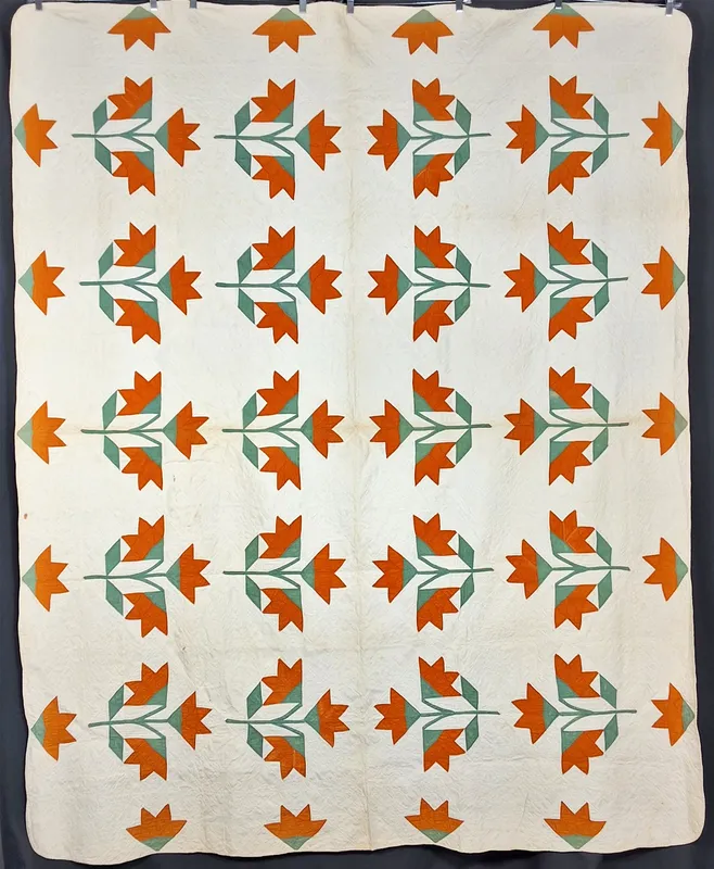 Antique c1880 Double Tulip Quilt from auction in Princeton, New Jersey — image 34