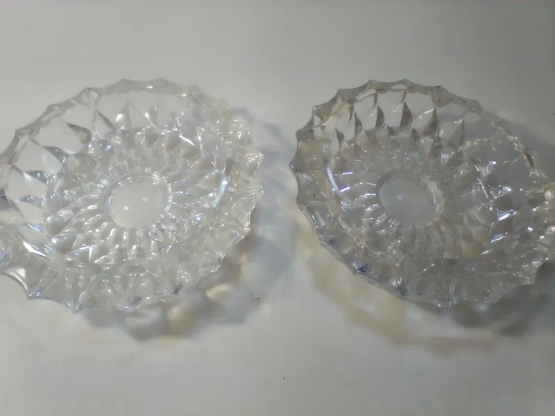 A Pair of Vintage Pressed Colorless Glass Ashtrays with Geometric Sunburst Pattern from auction in Brewton, Alabama — image 23