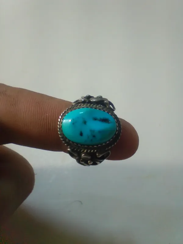 Sterling Silver and Turquoise Running Bear Trading Post Ring size 7 from auction in Brewton, Alabama — image 31