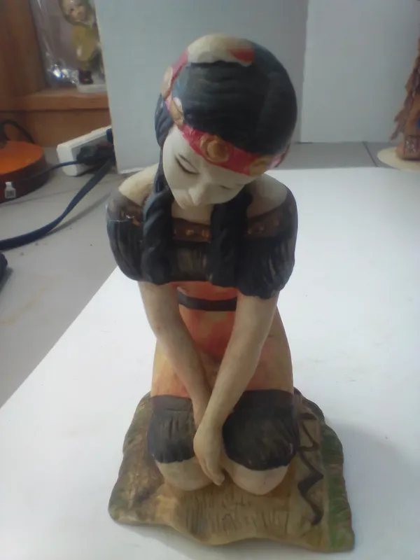 Vintage Bisque Ceramic Figurine of a Kneeling Indigenous American Woman from auction in Brewton, Alabama — image 47