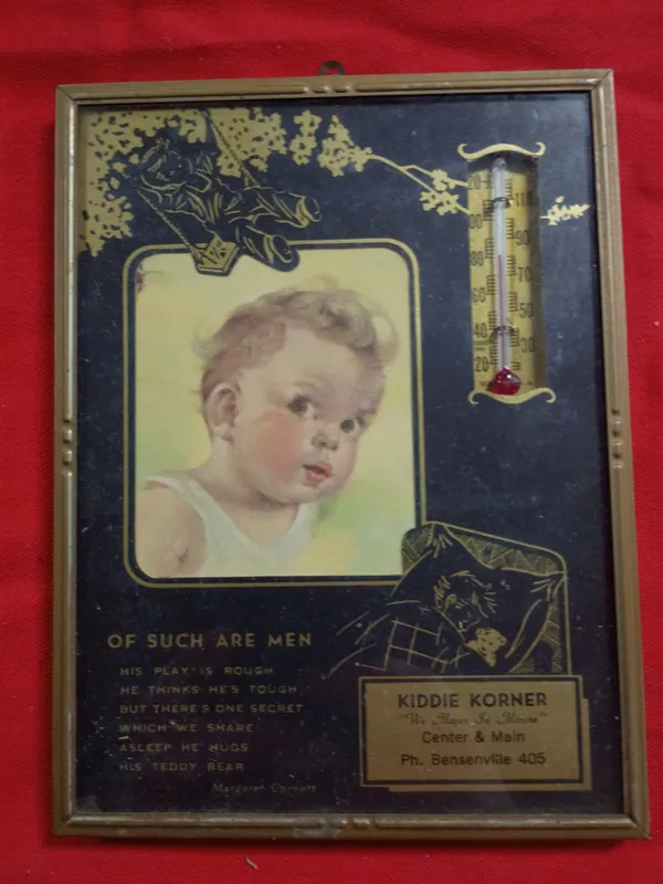 Vintage Kiddie Korner Bensenville Illinois Advertising Thermometer with Margaret Cornett Poem from auction in Brewton, Alabama — image 22