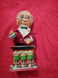 Nomura T.N Japanese Battery Operated Tin Lithograph Bartender Automaton