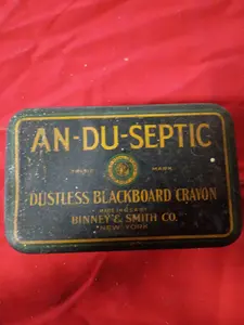 Vintage Binney and Smith An-Du-Septic Dustless Blackboard Crayon Tin