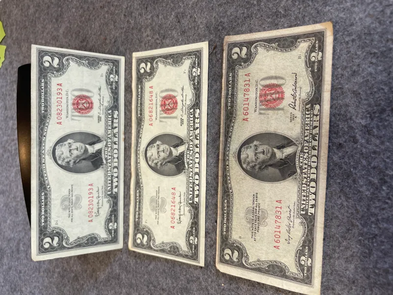 Three US $2 United States Notes Red Seal Series 1953 A and 1963 from auction in Brewton, Alabama — image 10