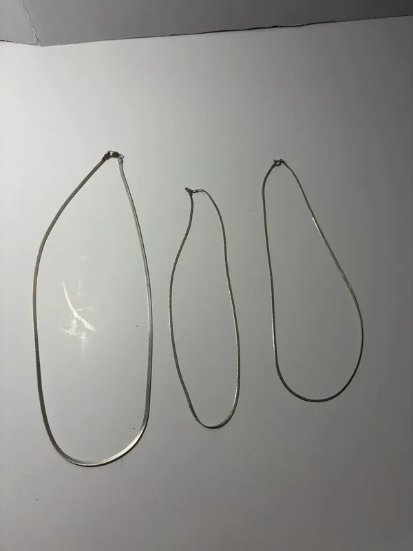 Three Sterling Silver Herringbone Link Necklaces from auction in Brewton, Alabama — image 30