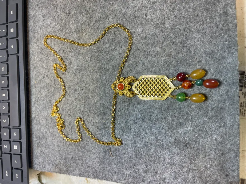 Avon Vintage Casbah Gold Tone Pendant Necklace with Multi Colored Beads from auction in Brewton, Alabama — image 36