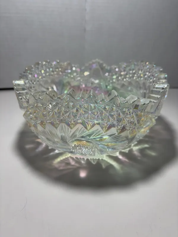 Iridescent Pressed Glass Bowl in Whirling Star Pattern from auction in Brewton, Alabama — image 42