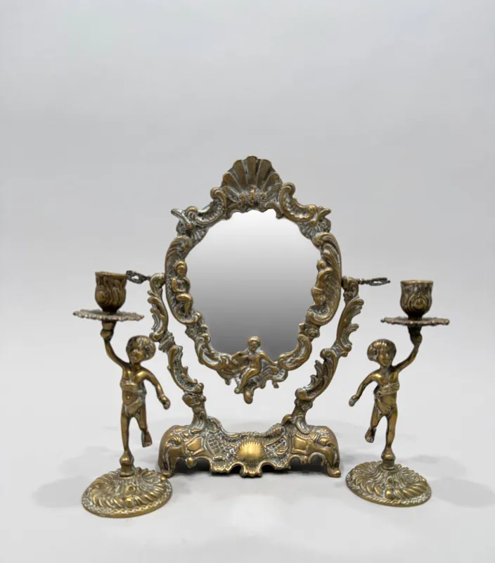 Brass Mirror and Cherub Candlesticks from auction in Cranston, Rhode Island — image 10