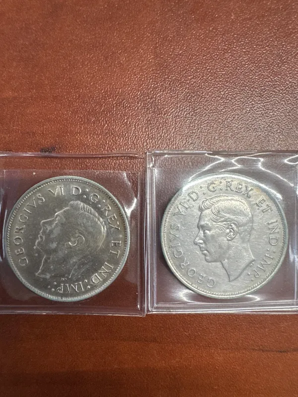 Two Canadian Silver Coins: 1943 and 1941 George VI Half Dollar from auction in Cranston, Rhode Island — image 44