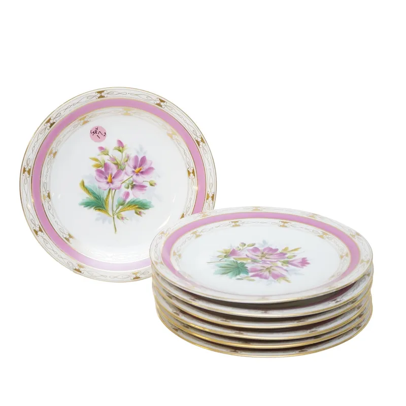 7 ANTIQUE HAND PAINTED FLORAL PLATES from auction in Mount Pleasant, South Carolina — image 17