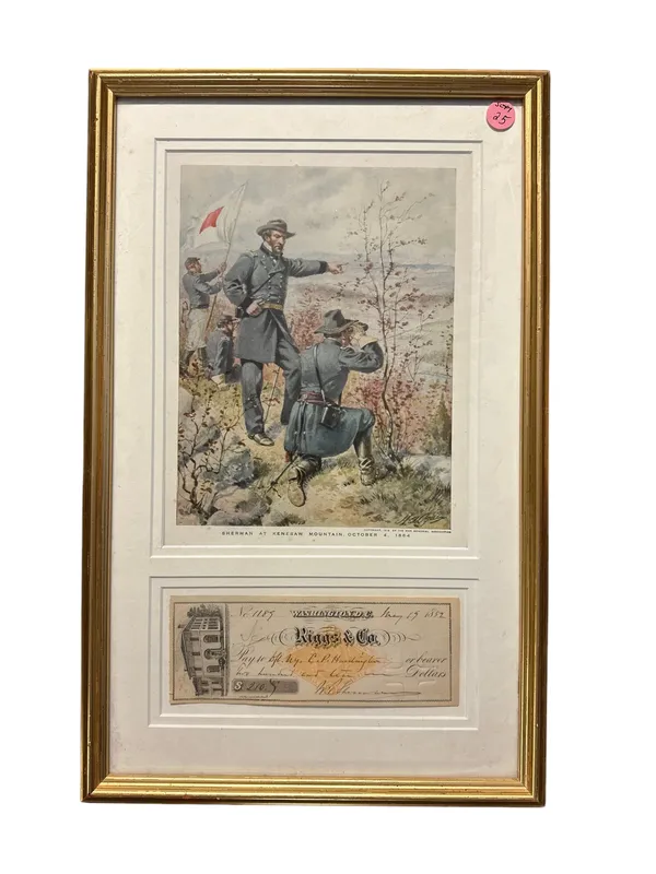 WILLIAN TECUMSEH SHERMAN SIGNED CHECK WITH SHERMAN AT KENESAW MOUNTAIN PRINT from auction in Mount Pleasant, South Carolina — image 25