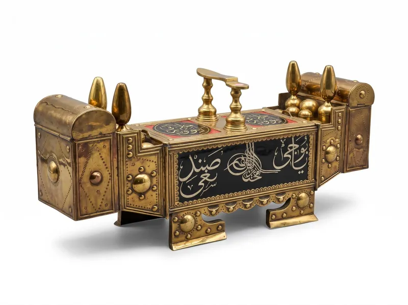 TURKISH OTTOMAN BRASS & WOOD SHOE SHINE VALET from auction in Mount Pleasant, South Carolina — image 27