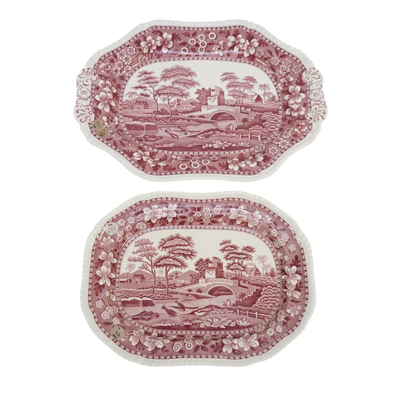 2 VINTAGE SPODE TOWER PINK TRANSFERWARE PLATTERS from auction in Mount Pleasant, South Carolina — image 45
