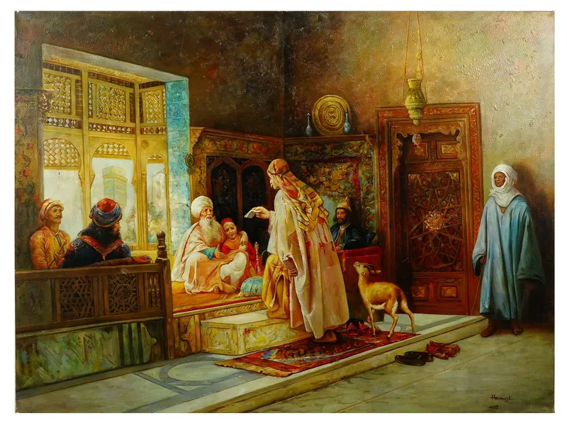 ORIENTALIST INTERIOR SCENE OIL PAINTING SIGNED HORMOZDI from auction in New York, New York — image 33