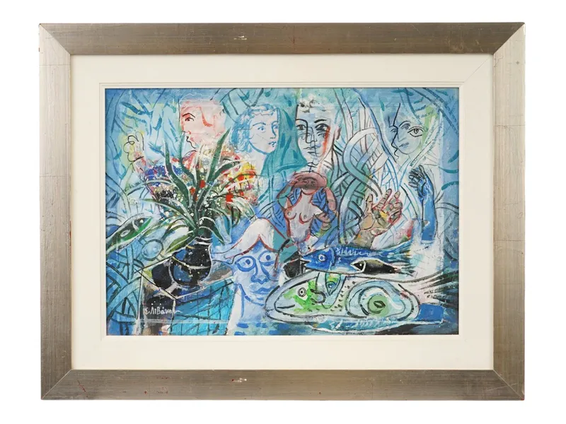 STATHIS LIVANIS GREEK MIXED MEDIA PAINTING 2004 from auction in New York, New York — image 4