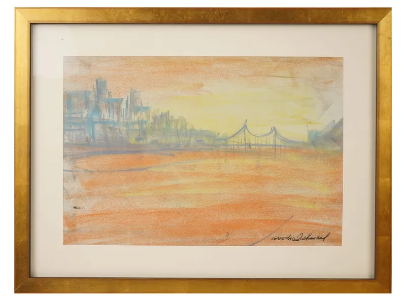 WOODI ISHMAEL AMERICAN CITYSCAPE COLOR PENCIL DRAWING from auction in New York, New York — image 5