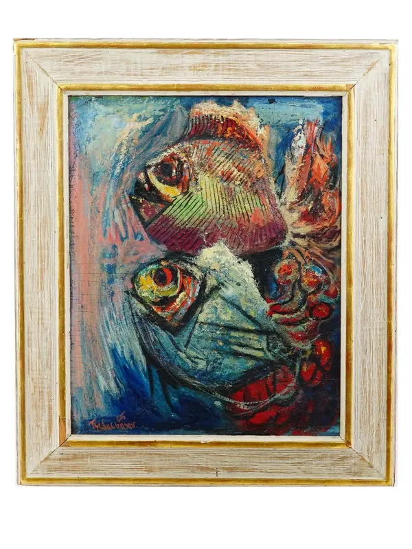 NAHUM TSCHACBASOV AMERICAN OIL PAINTING TROPICAL FISH from auction in New York, New York — image 20