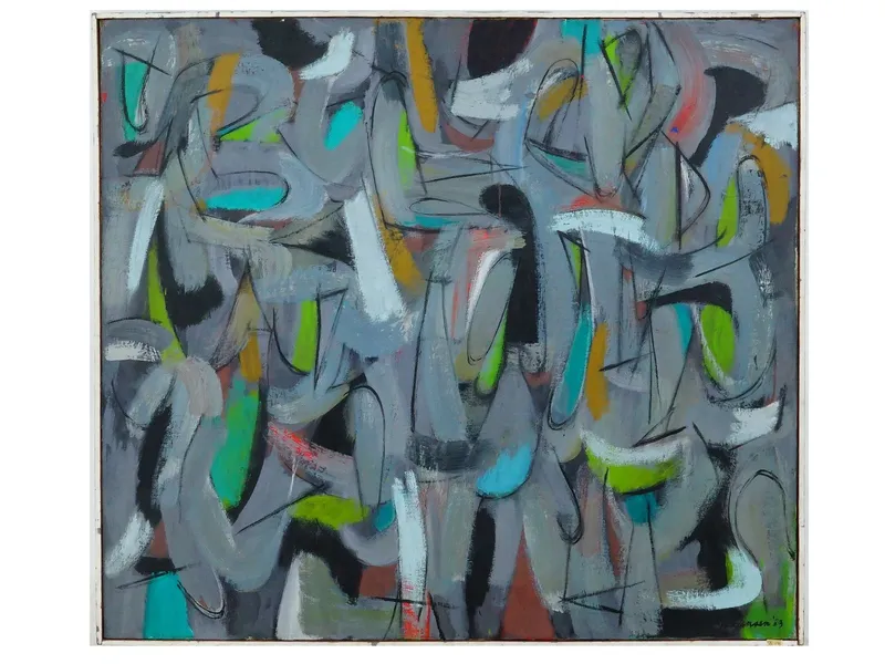 R. JORGENSEN AMERICAN ANCIENT FIGURES OIL PAINTING 1953 from auction in New York, New York — image 32