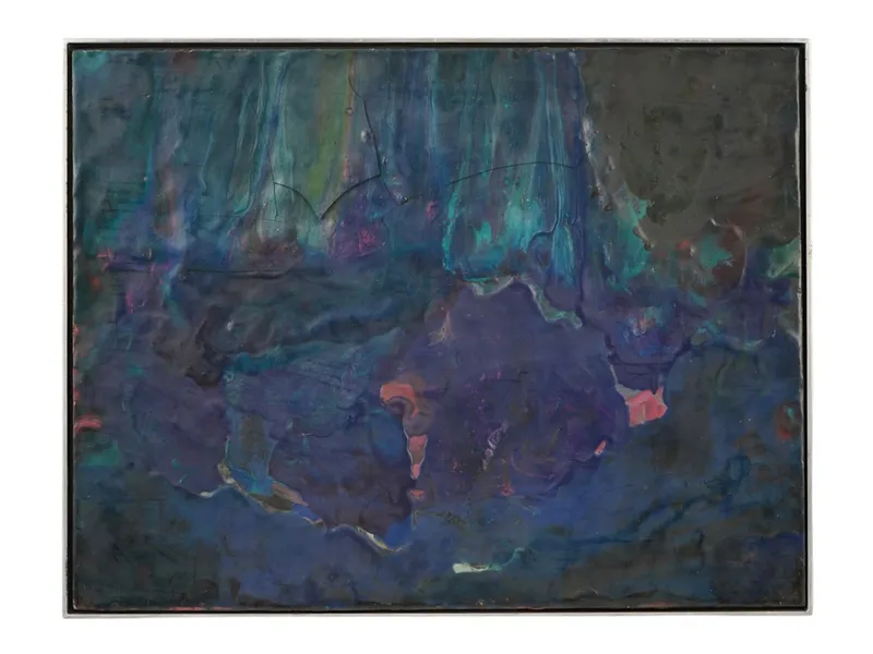 1963 AMERICAN MORRIS SHULMAN ABSTRACT MIXED MEDIA PAINTING from auction in New York, New York — image 31