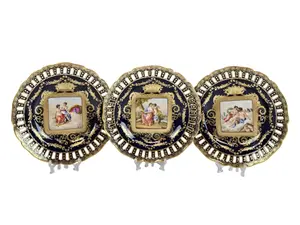 THREE 19C ANTIQUE AUSTRIAN ROYAL VIENNA PORCELAIN PLATES