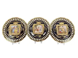 THREE 19C ANTIQUE AUSTRIAN ROYAL VIENNA PORCELAIN PLATES