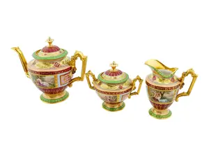 ANTIQUE ROYAL VIENNA GILDED PORCELAIN TEA SERVICE