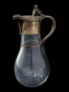TIFFANY AND CO STERLING SILVER MOUNTED GLASS PITCHER