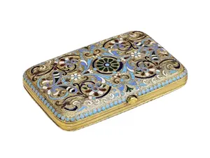 IMPERIAL RUSSIAN SILVER GILT & CLOISONNE CIGARETTE CASE